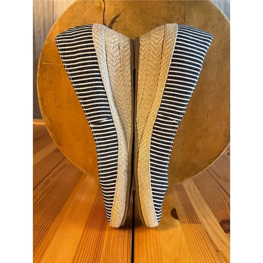 American Eagle Ella Womens 9.5 Black/White Cushion Espadrille Wedge Shoes - Image 5