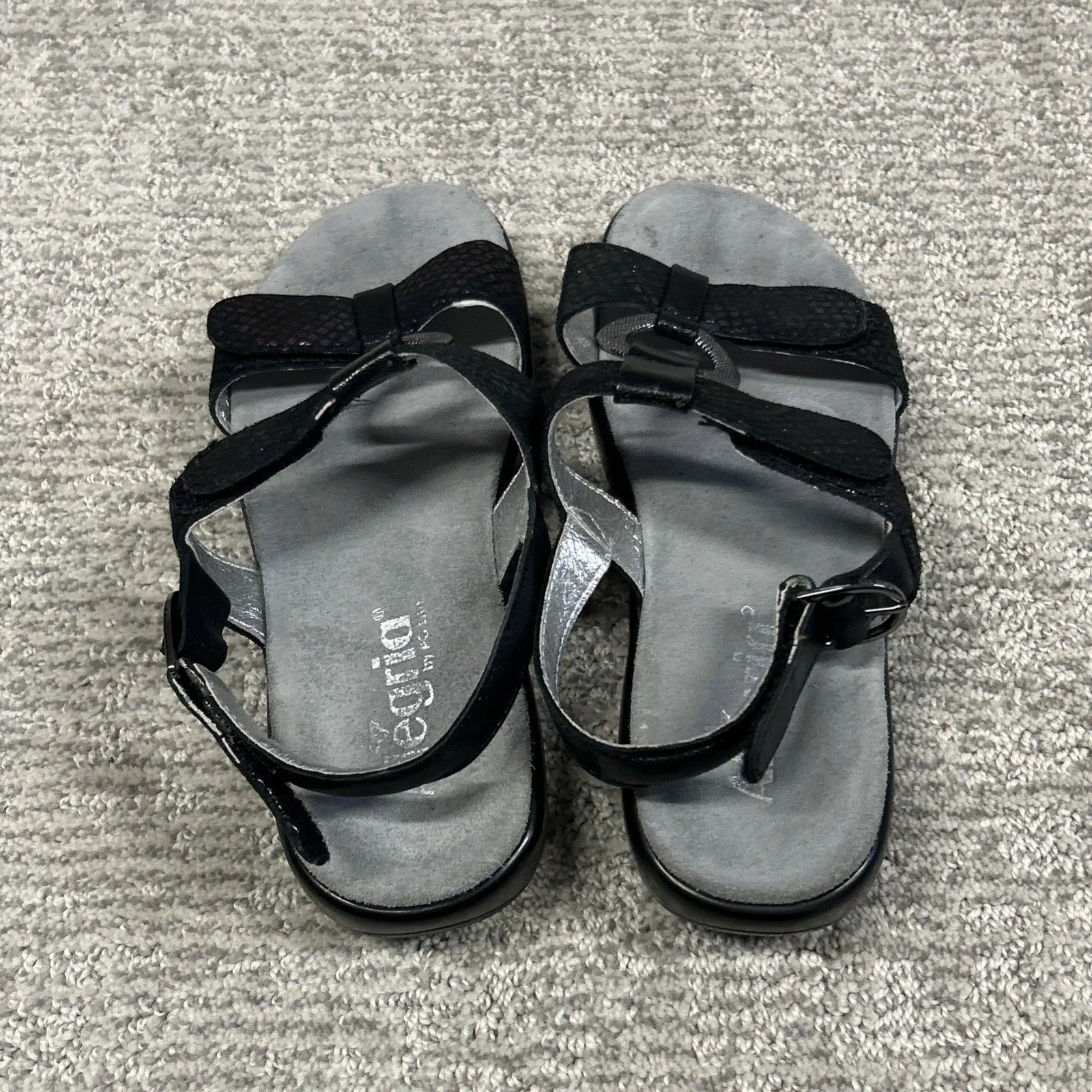 Alegria Julie Gymboree Sandals 37 US 7 Mosaic Black Silver Ring Strap Leather - Image 6