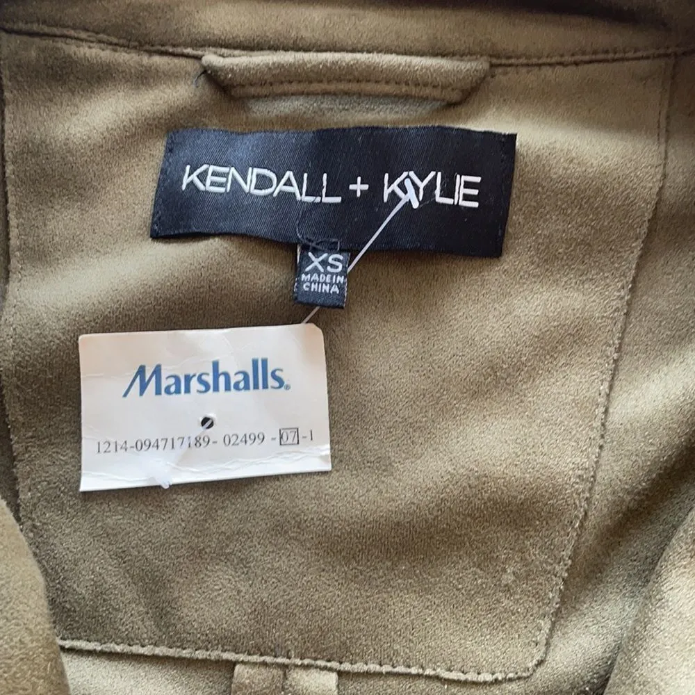 Kendall + Kylie Military Faux Suede Belted light weight jacket Army green XS - Image 4