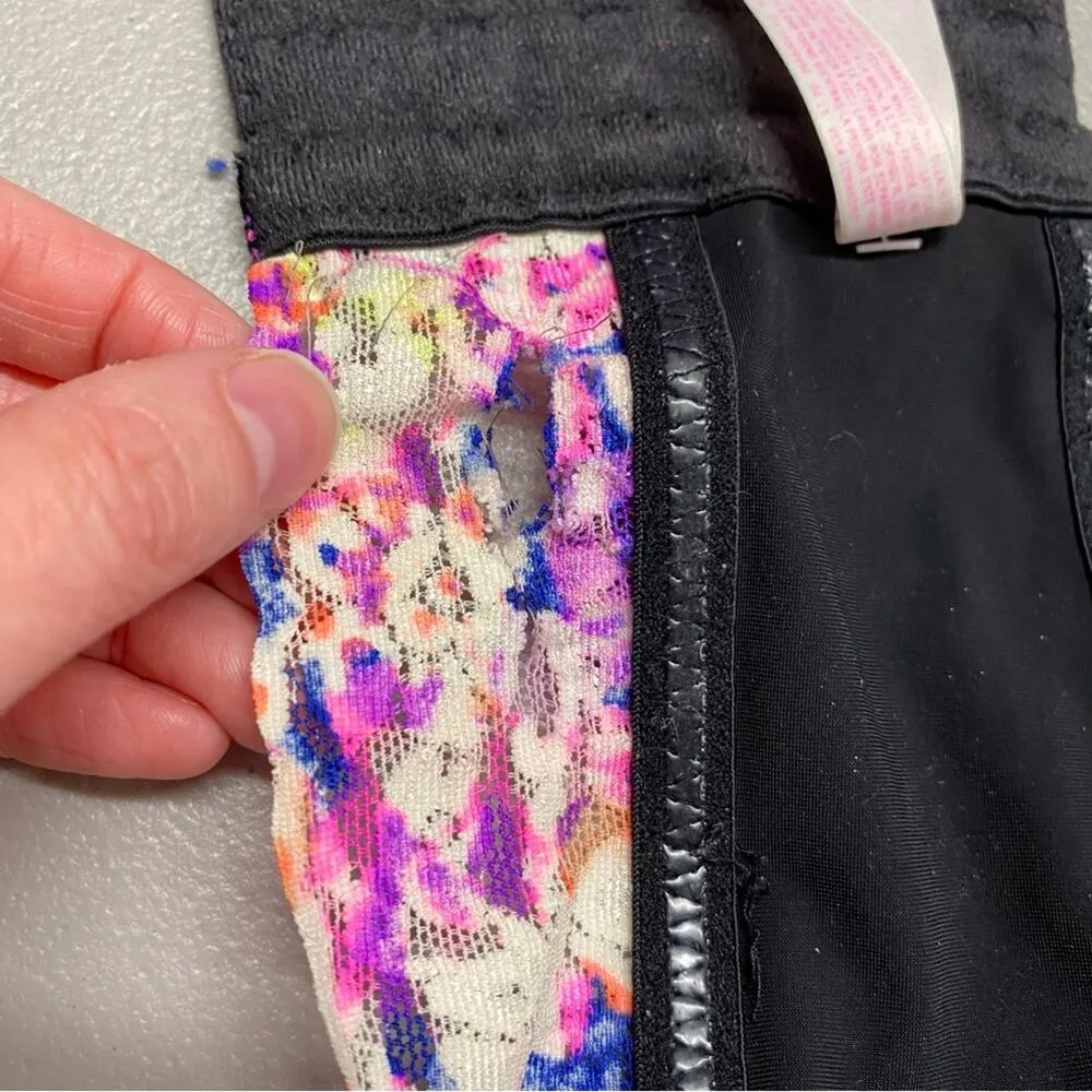 Victoria Secret PINK Bustier Strapless Bra Black Floral Size 36B - Image 6