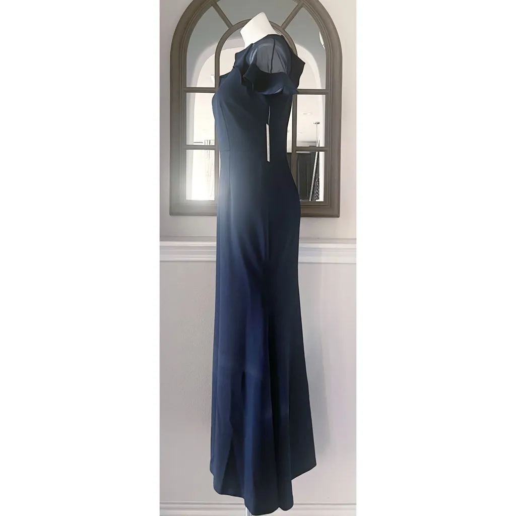 Eliza J. Mush Flutter Sleeve Maxi Dress in Navy, Size 6, NEW - Image 4