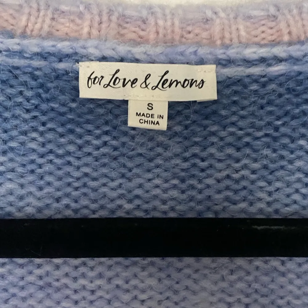 For Love and Lemons Celeste Twist Front Crop Sweater in Blue and Pink Ombré - Image 7