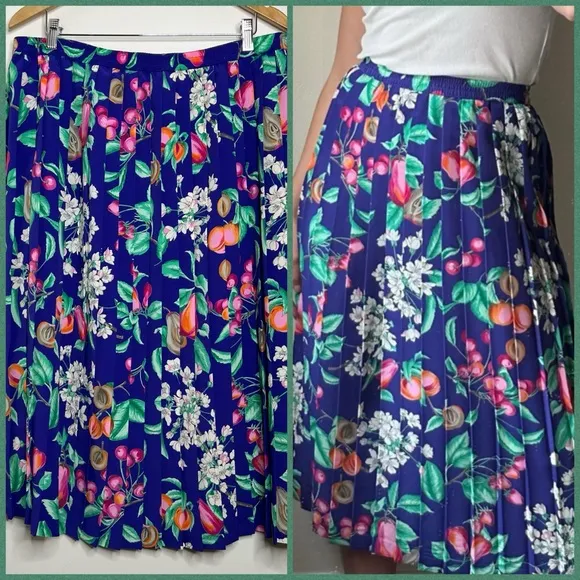 Vintage Alfred Dunner Madi Gras Purple Pleated Skirt Women’s Size 20W Floral - Image 2