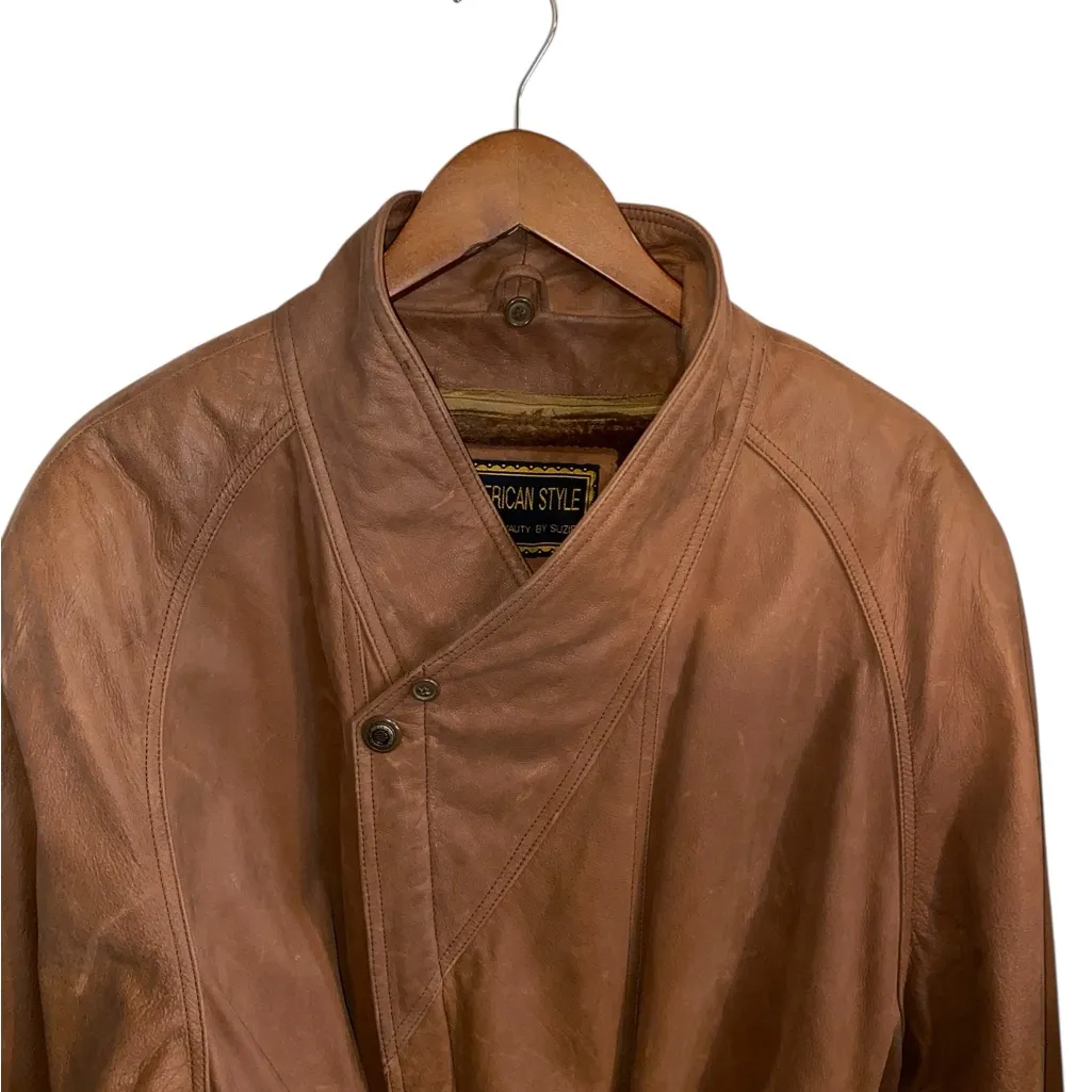 Vintage American Style Brown Leather Belted Trench Coat
Mountain life old money Size XL - Image 3