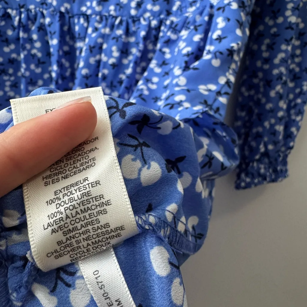 Eliza J Floral Print Long Sleeve Ruffle Mini Dress Blue Size 2‎ - Image 7