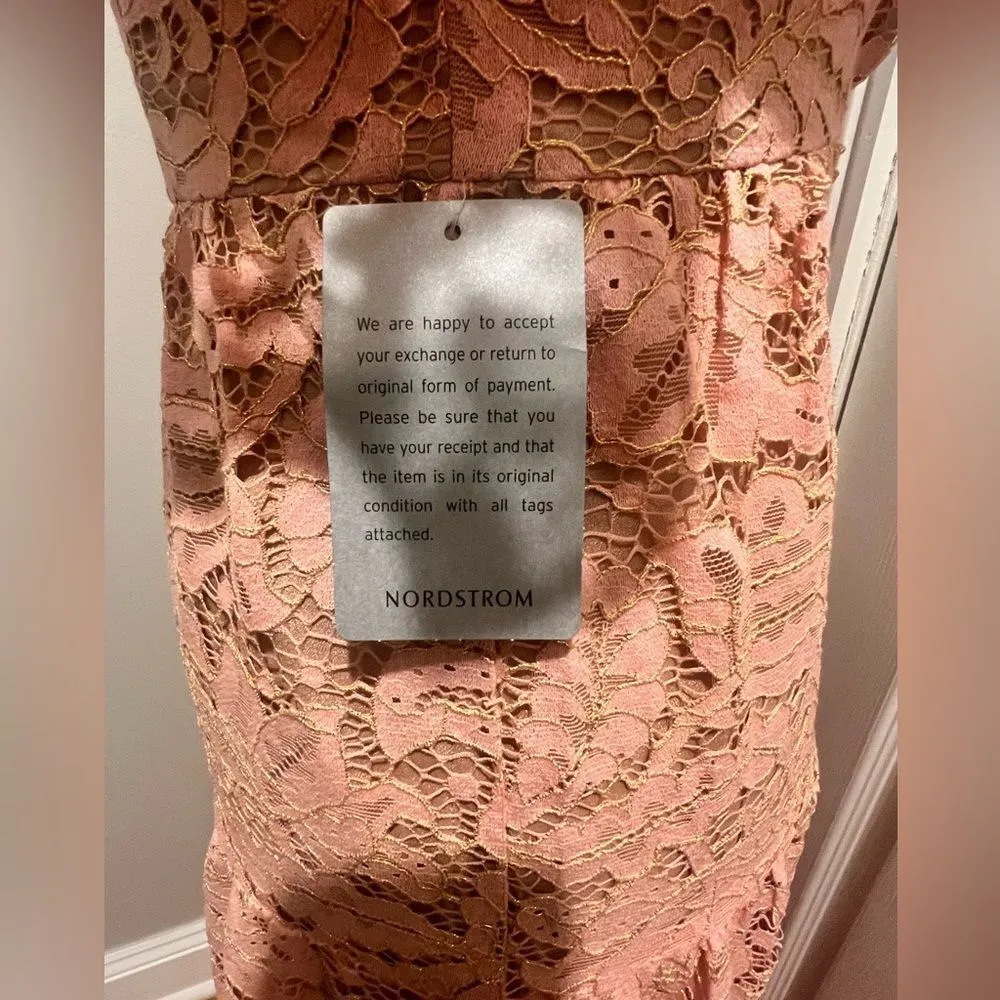 NWT dress the population Reese of the Shoulder rose‎ petal lace maxi dress XS - Image 15