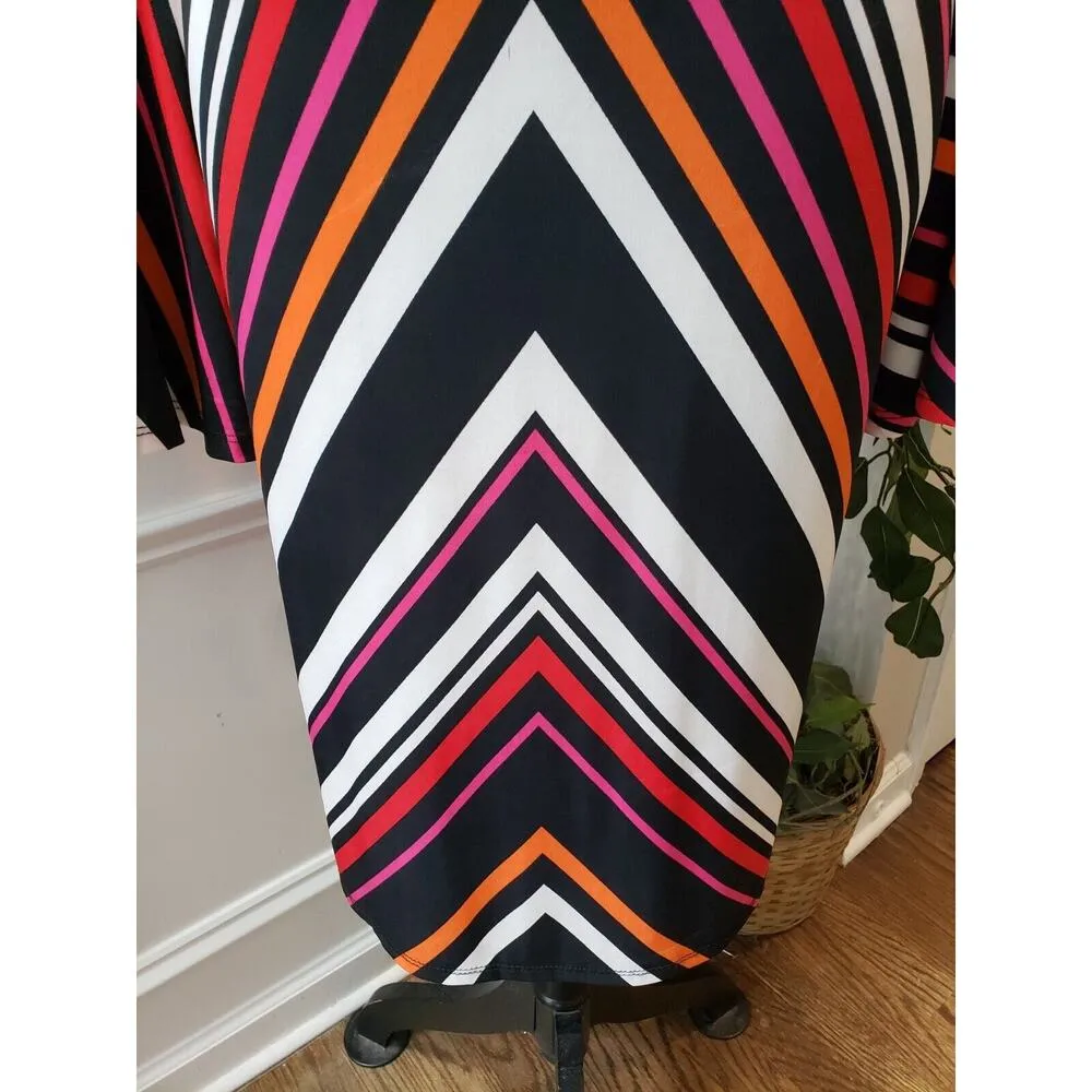 Tacera Women's Multicolor Polyester Scoop Neck Long Sleeve Knee Length Dress 1X - Image 4