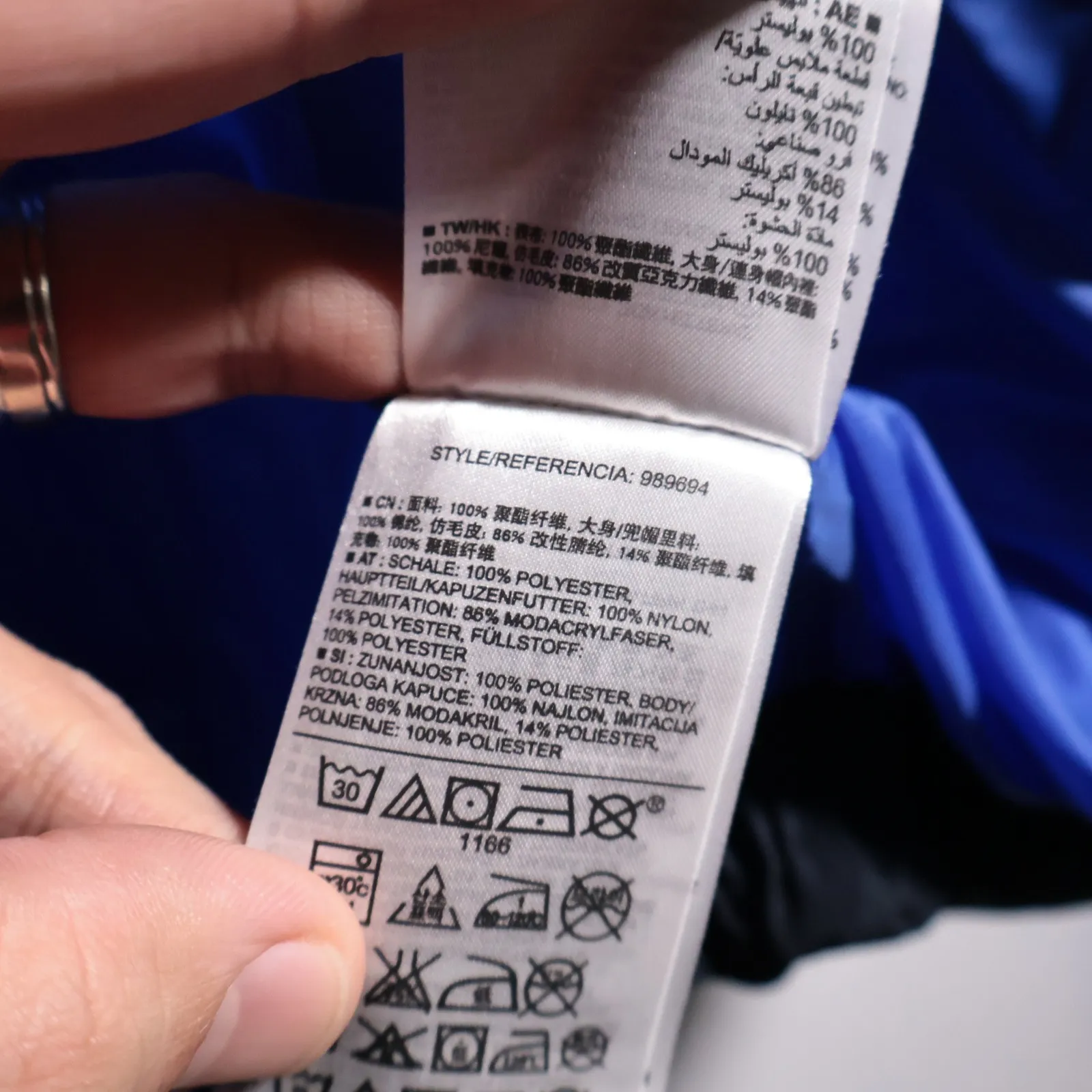 Gap Outdoor Edition Winter Warmth Puffer Jacket Hooded Faux Fur Trim Navy Camo M - Image 5