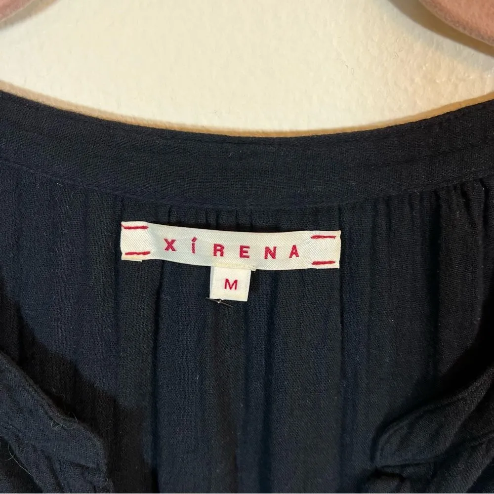 Xirena Black Gauze Button Up Blouse Cotton Medium Black - Image 3