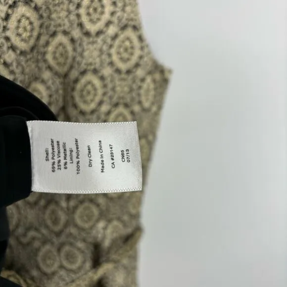 Talbots Metallic Brocade Sleeveless Dress Size‎ 10 Rhinestone Belt Pleated - Image 10