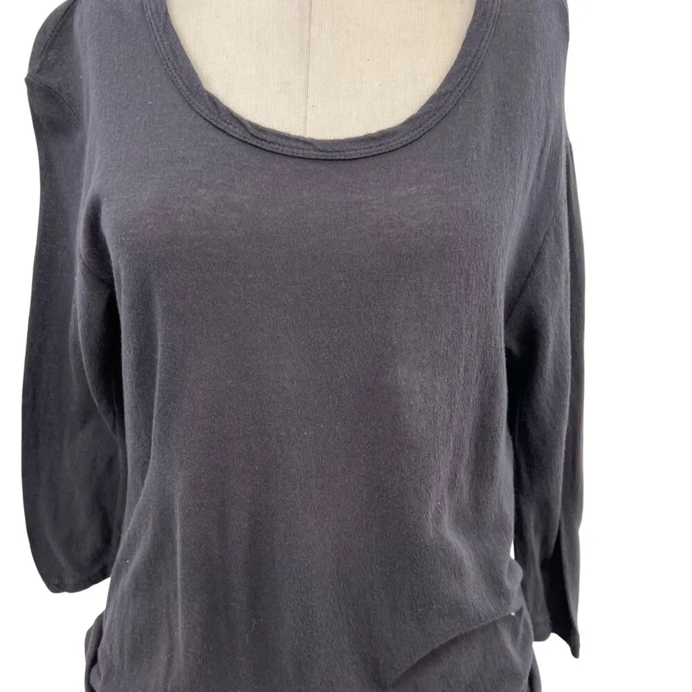 James Perse Crepe Jersey Dress Ruched Long Sleeve Charcoal Gray Size 1‎ US Small - Image 5