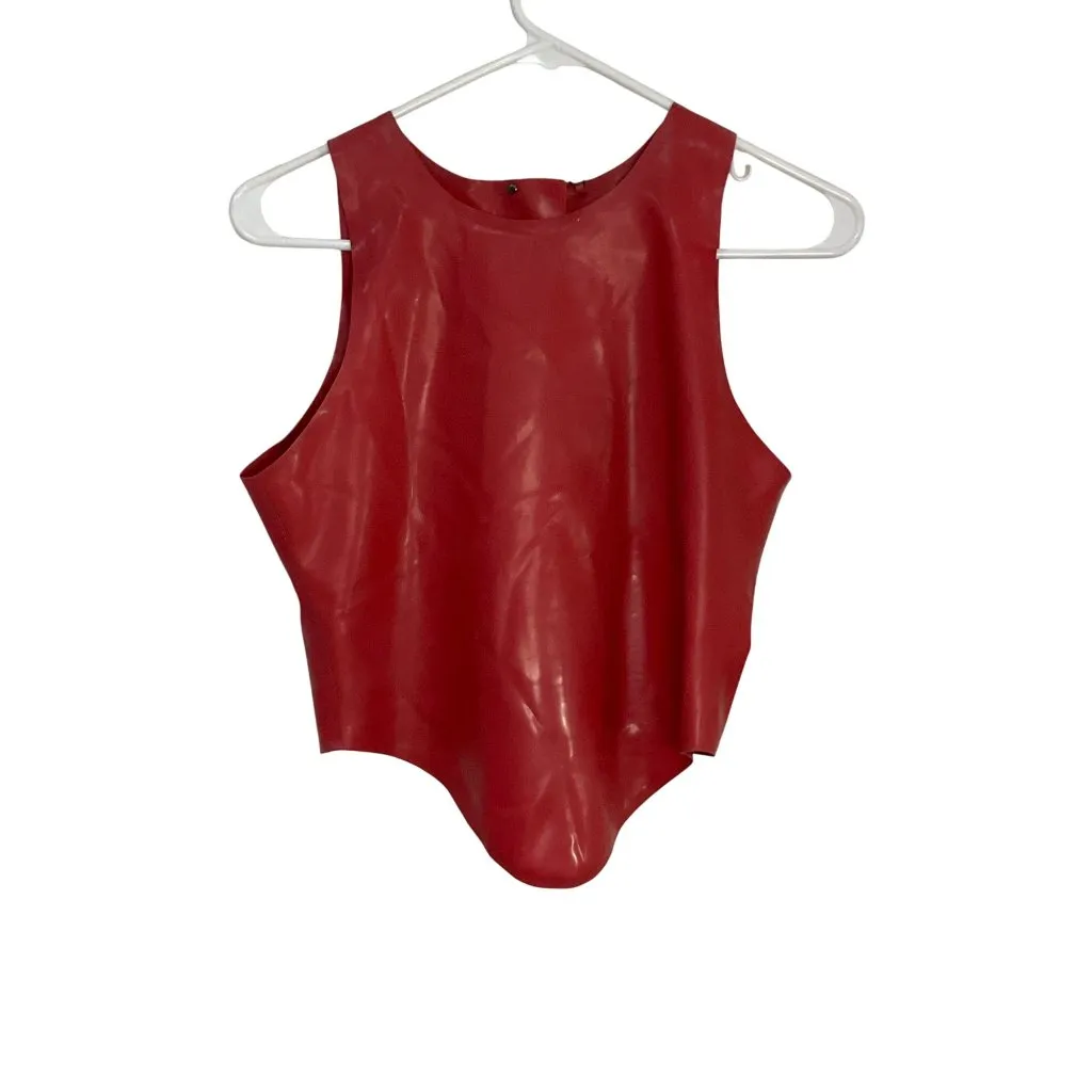 Miaou Jinx Top in Strawberry Large New Womens Faux Leather Vegan Cropped Tank Red - Image 5
