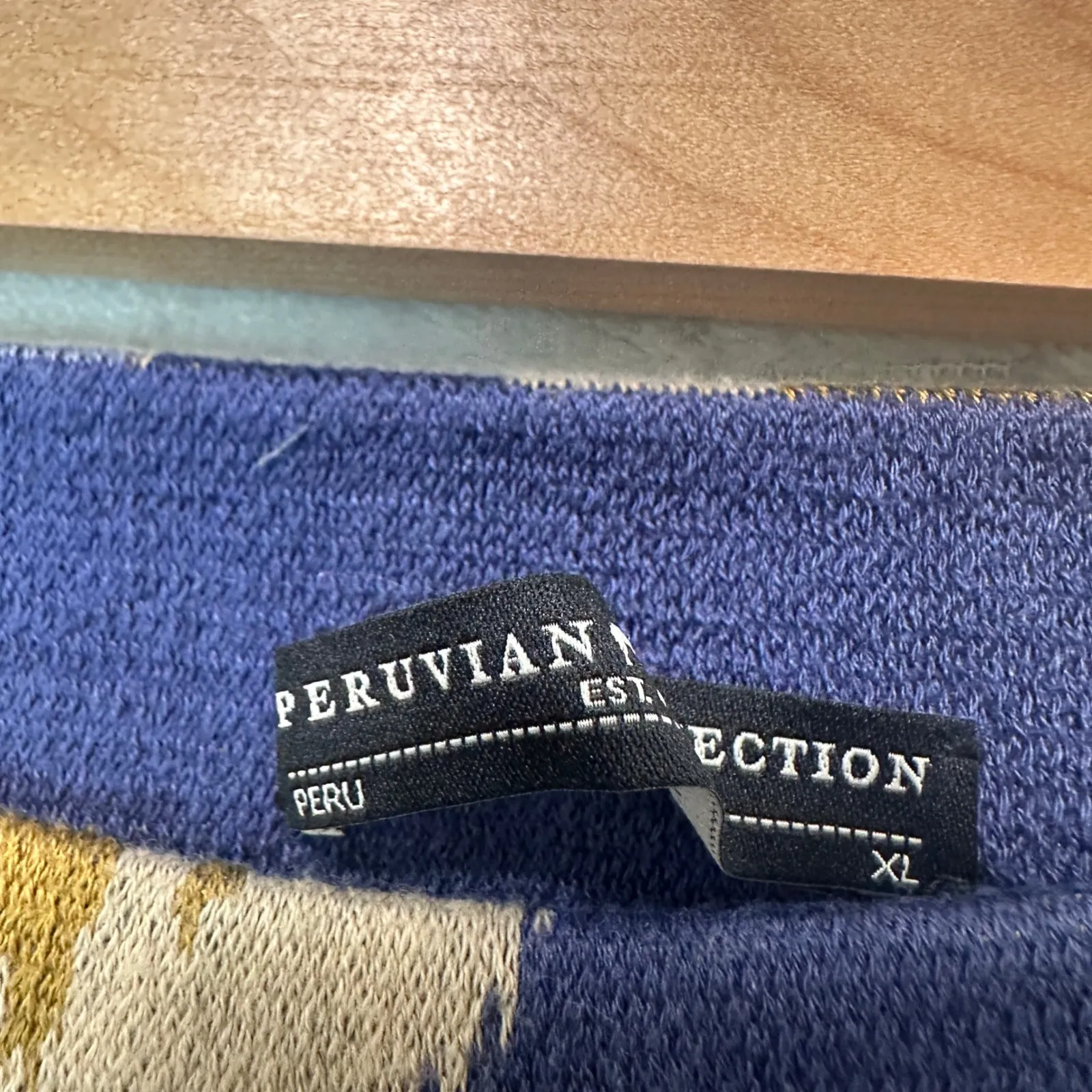 Peruvian Connection Women Ikat Wide Leg Pants XL Blue Beige Pima Cotton Boho - Image 4