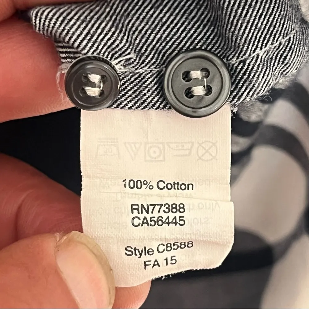 Women’s J. Crew Factory Long‎ Sleeve Plaid Button Down Shirt Size XS Black White - Image 7