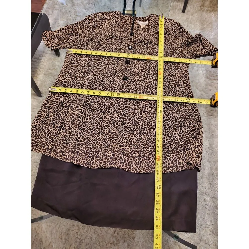 Vintage August Max Animal Print Rayon Half Sleeve Knee Length Dress Size 18 Black - Image 7