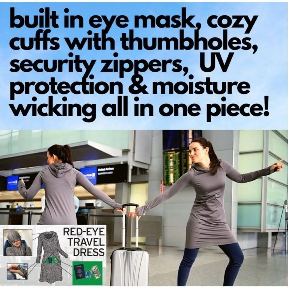 Betabrand Red Eye Travel Dress Gray Hooded Stetch Vacation‎ Size XS - Image 16