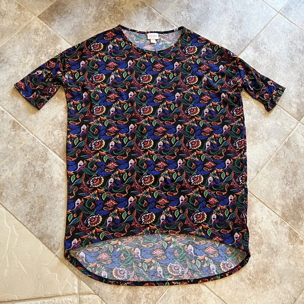 Lularoe Carley hi low short sleeve paisley mini dress scoop neck xs - Image 5