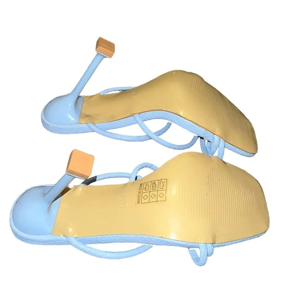 ✨Light Blue Snakeskin Slip On Heels✨ Blue Size 6.5 - Image 6