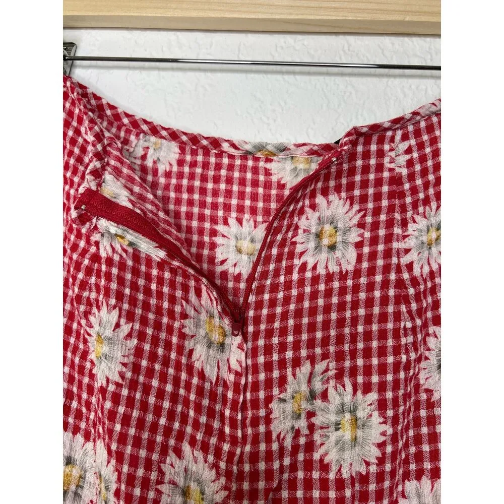 My Michelle Vintage Cottagecore Plaid Daisy Midi Skirt 13 - Image 9