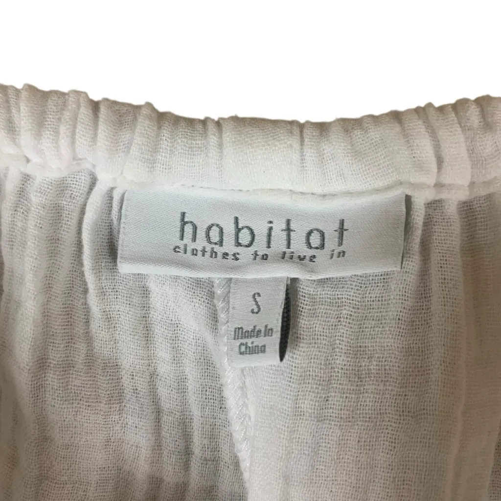 Habitat White Cotton Gauze Cropped Pants S Lightweight Casual Summer‎ - Image 3