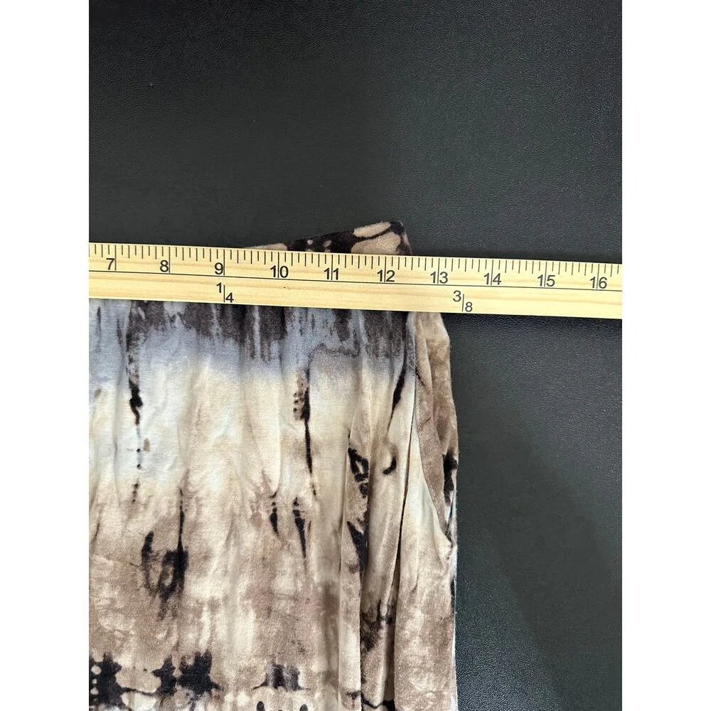 Bobeau Skirt Women Small Brown Blue Tie Dye Print Elastic Waist Side Slit Maxi - Image 9