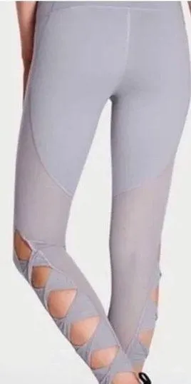 Victoria Sport Knockout Gray Cut Out Mesh 7/8 Leggings Size Large - Image 2