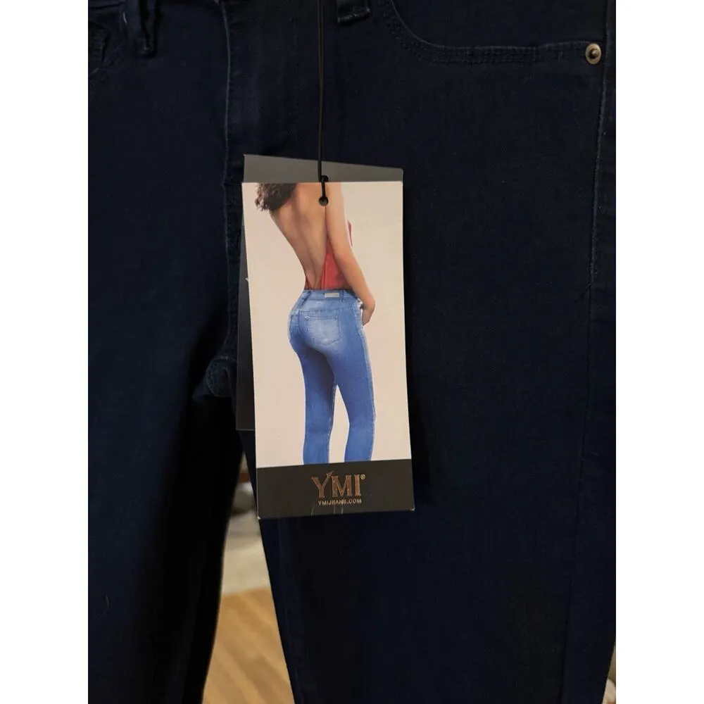 YMI Women's Black Size 1 Dark Denim Jeans 3 button Mid Rise - Image 8