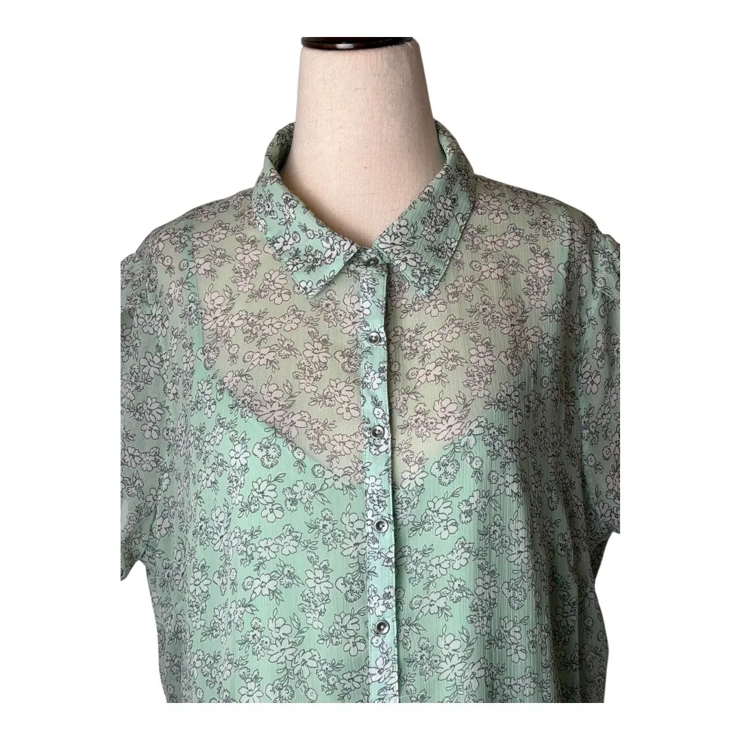 Abercrombie & Fitch Dress Women XL Green Floral Collared Mini NWT Boho Whimsical - Image 5