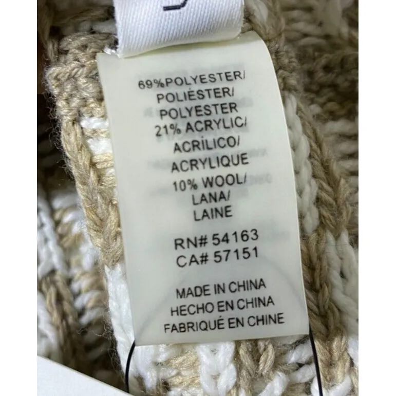 Calvin Klein Womens Wool Blend Infinity Loop Scarf‎ Chevron Knit Beige White 64" - Image 6