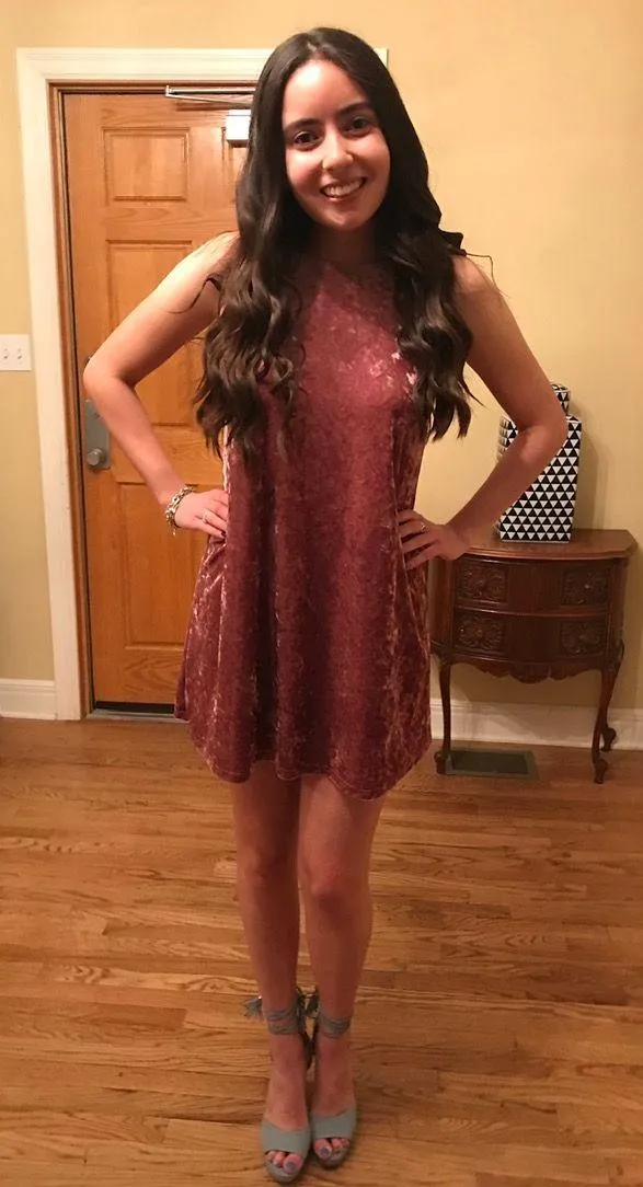 Design Lab Crushed Velvet Pink Dress - Image 4