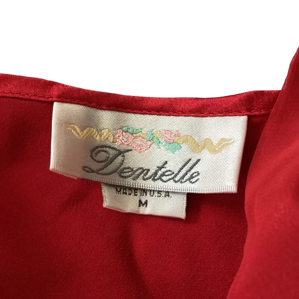 Vintage Dentelle Satin Chemise Red Size M - Image 6