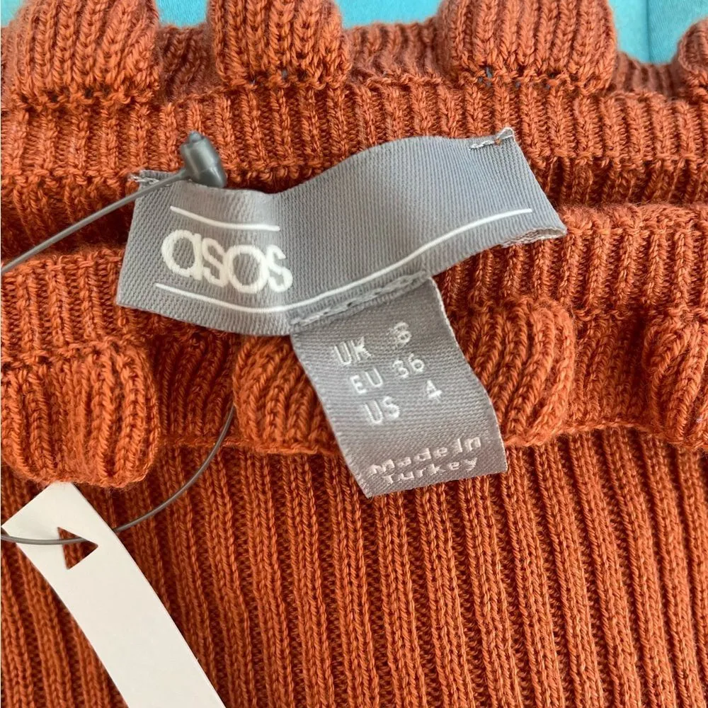 NWT ASOS Burnt Orange Rust Bardot Style Crop Top 4 - Image 5
