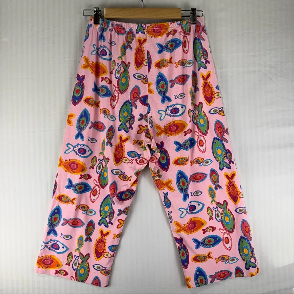 Fresh Produce  Pink Tropical Fish Beach Print Pajama Pants Size Medium Loungewear - Image 2