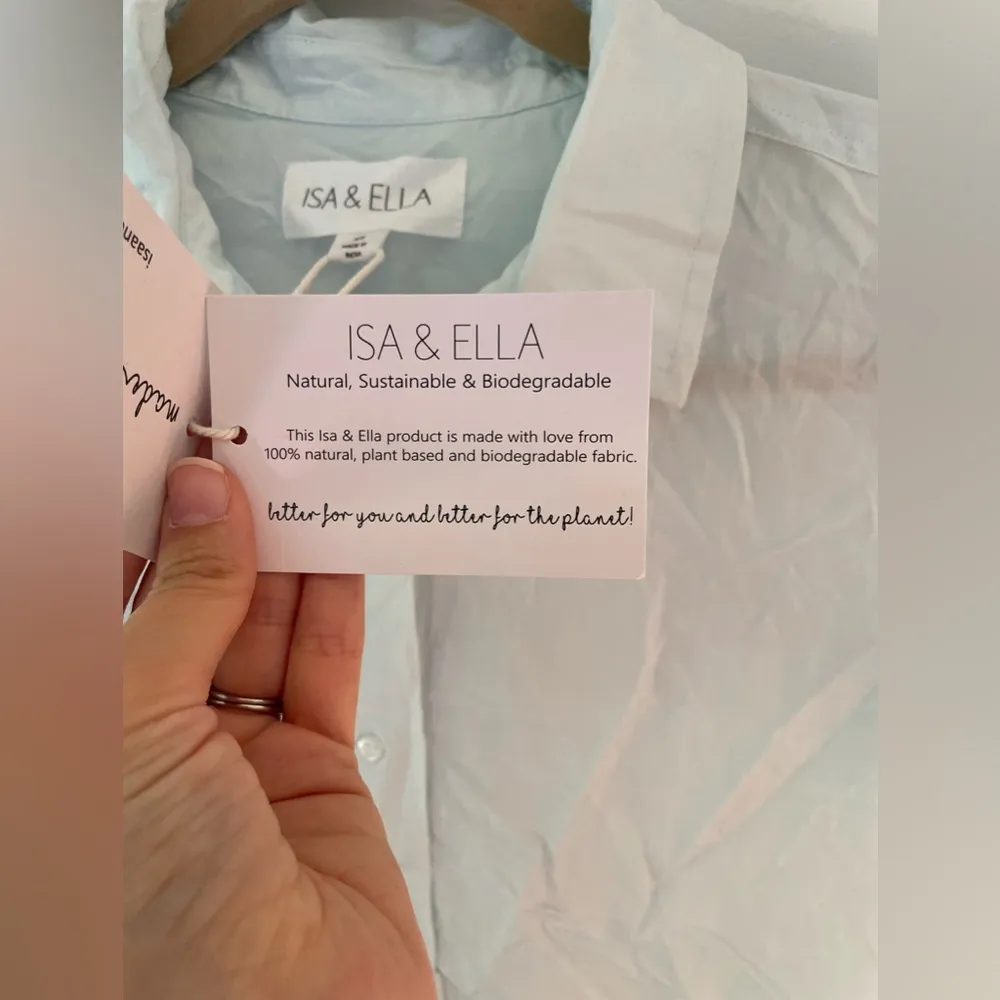 New Isa & Ella cropped button down top size XS light blue - Image 4