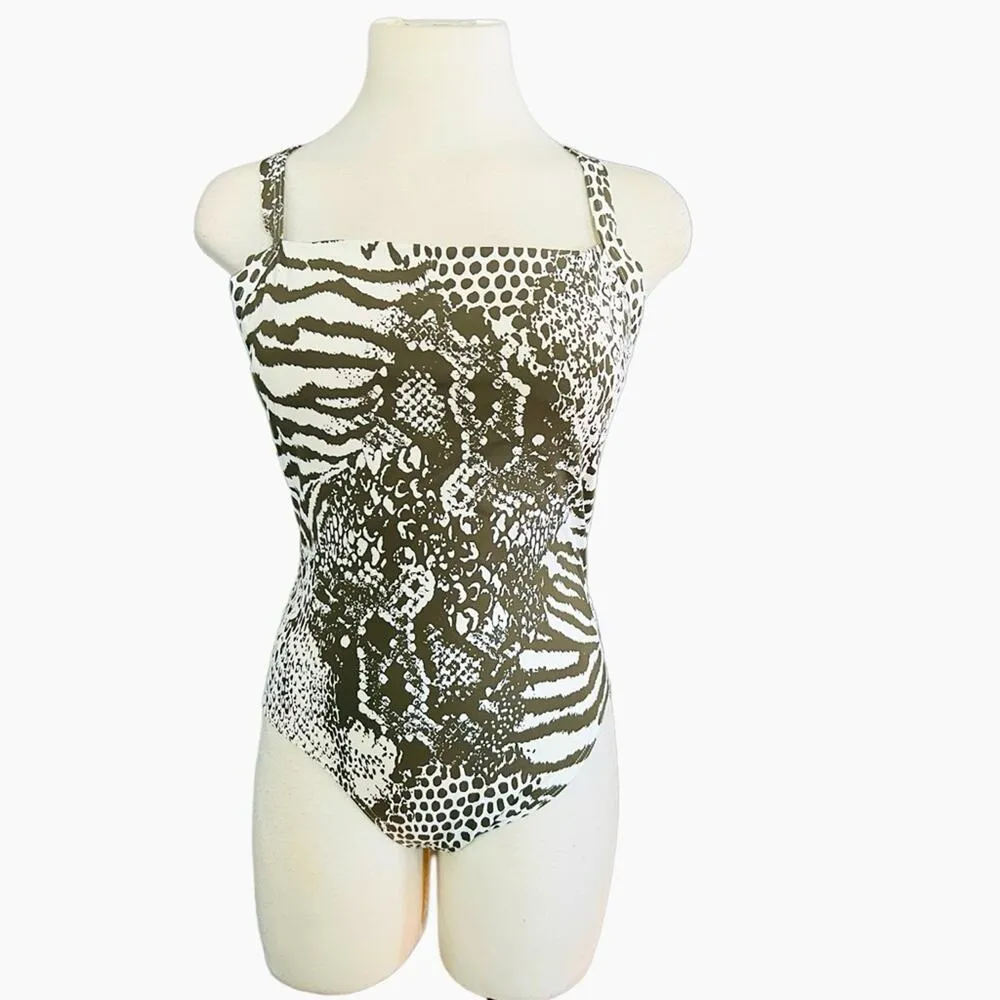 Calvin Klein Women Animal Print Strappy Low Back One Piece Swimsuit Size 8 NWOT - Image 2