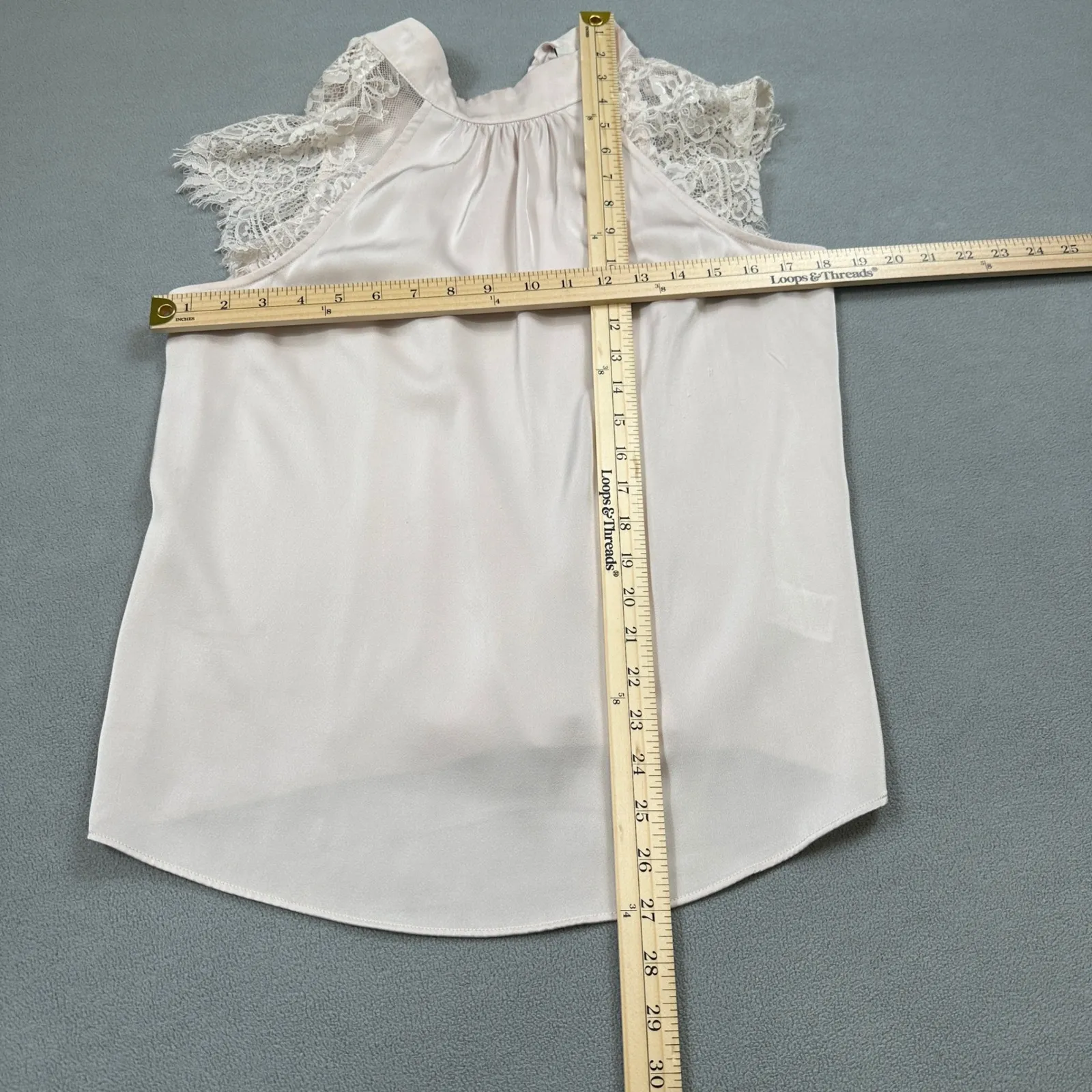 Joie Blouse Top Women S Beige Lace Cap Sleeve Halter Neck Sleeveless Satin Like - Image 3