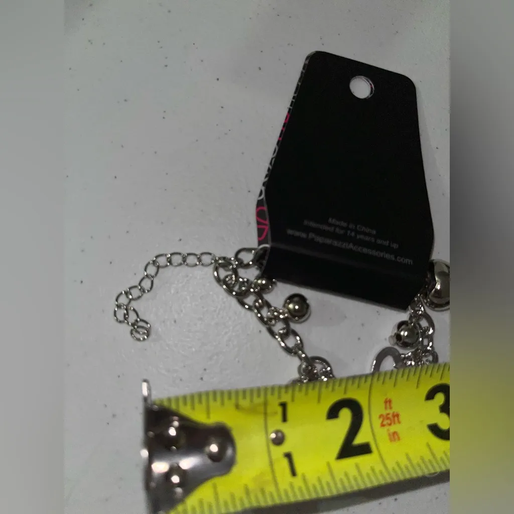 💙 NWT Paparazzi Silver Heart Beaded Charm Adjustable Bracelet - Image 4