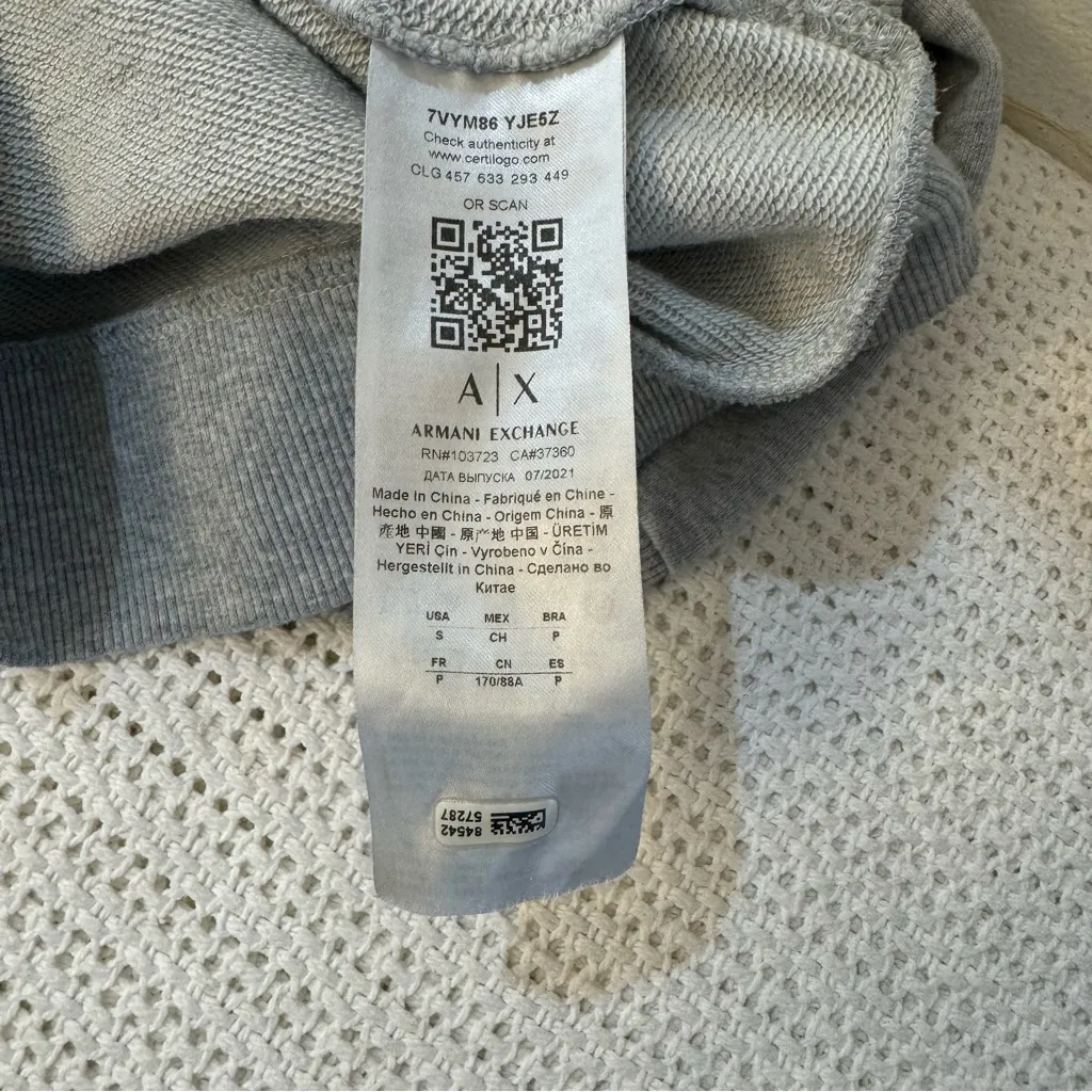 Armani Exchange Women’s Heather Gray Crew Neck Sweater — Size S - Image 6