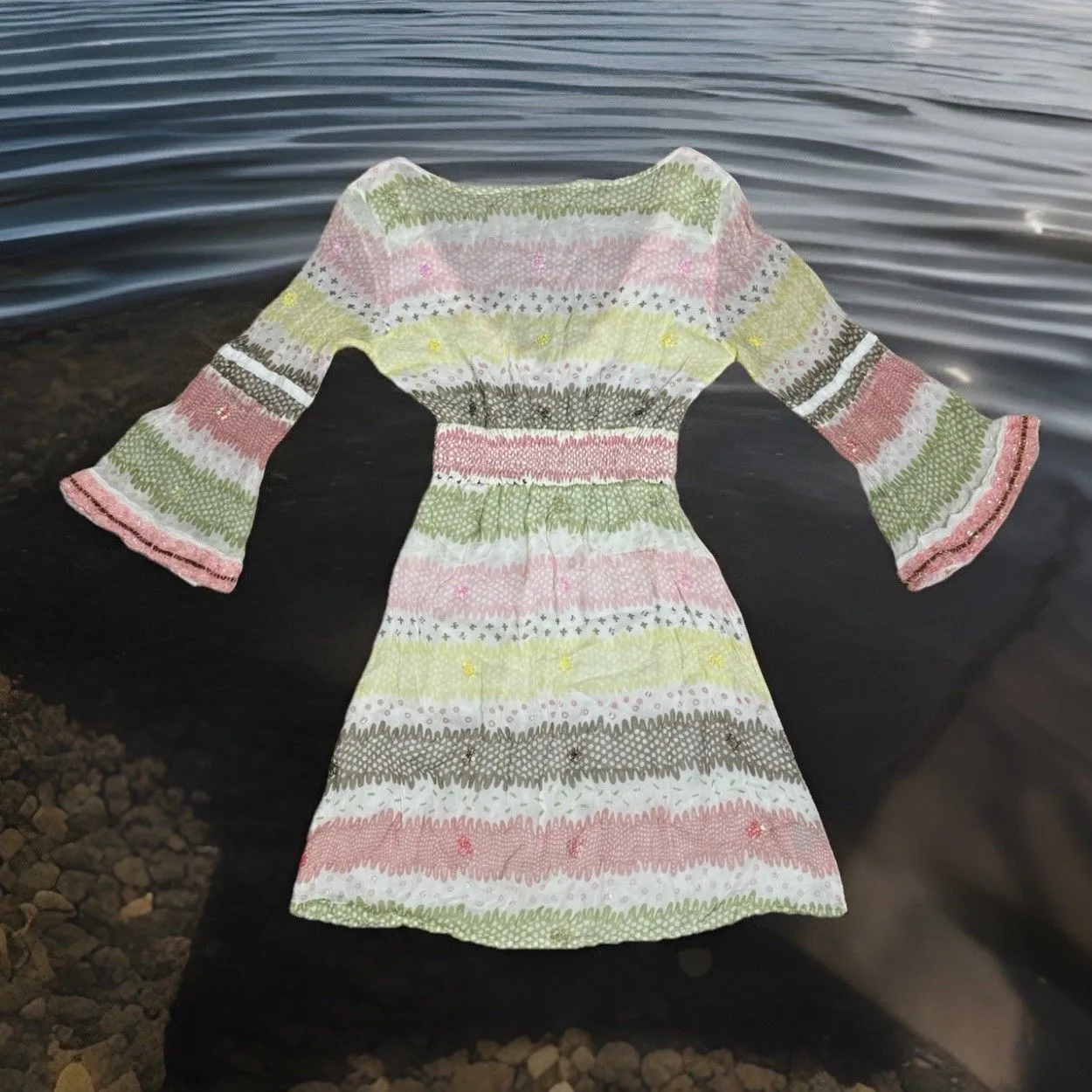 Letarte‎ HANDMADE Silk Bead Sequin Embellished V - Image 4