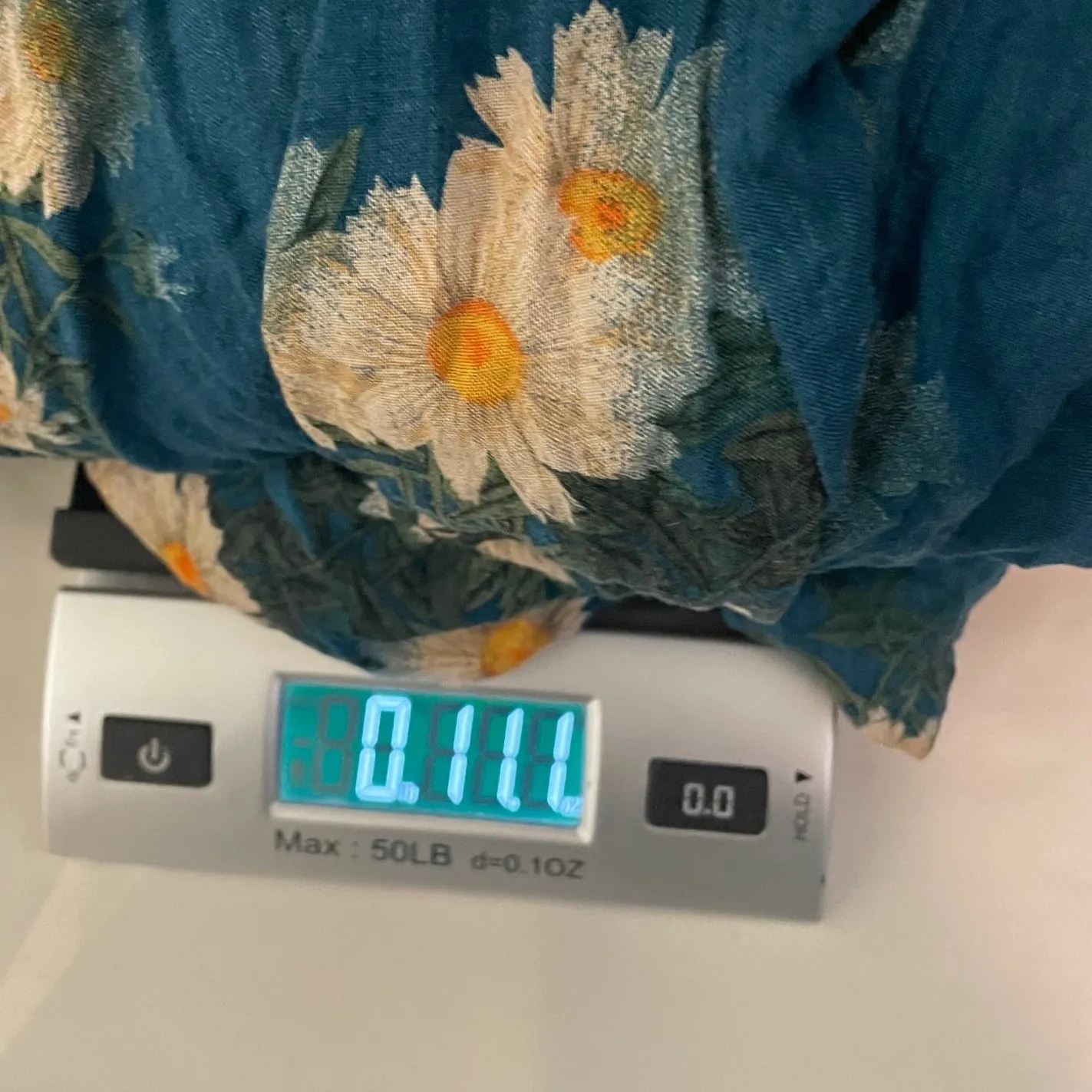 Davi & Dani Teal Floral Smocked Jumpsuit Wide Leg Pockets Size LARGE - Image 12