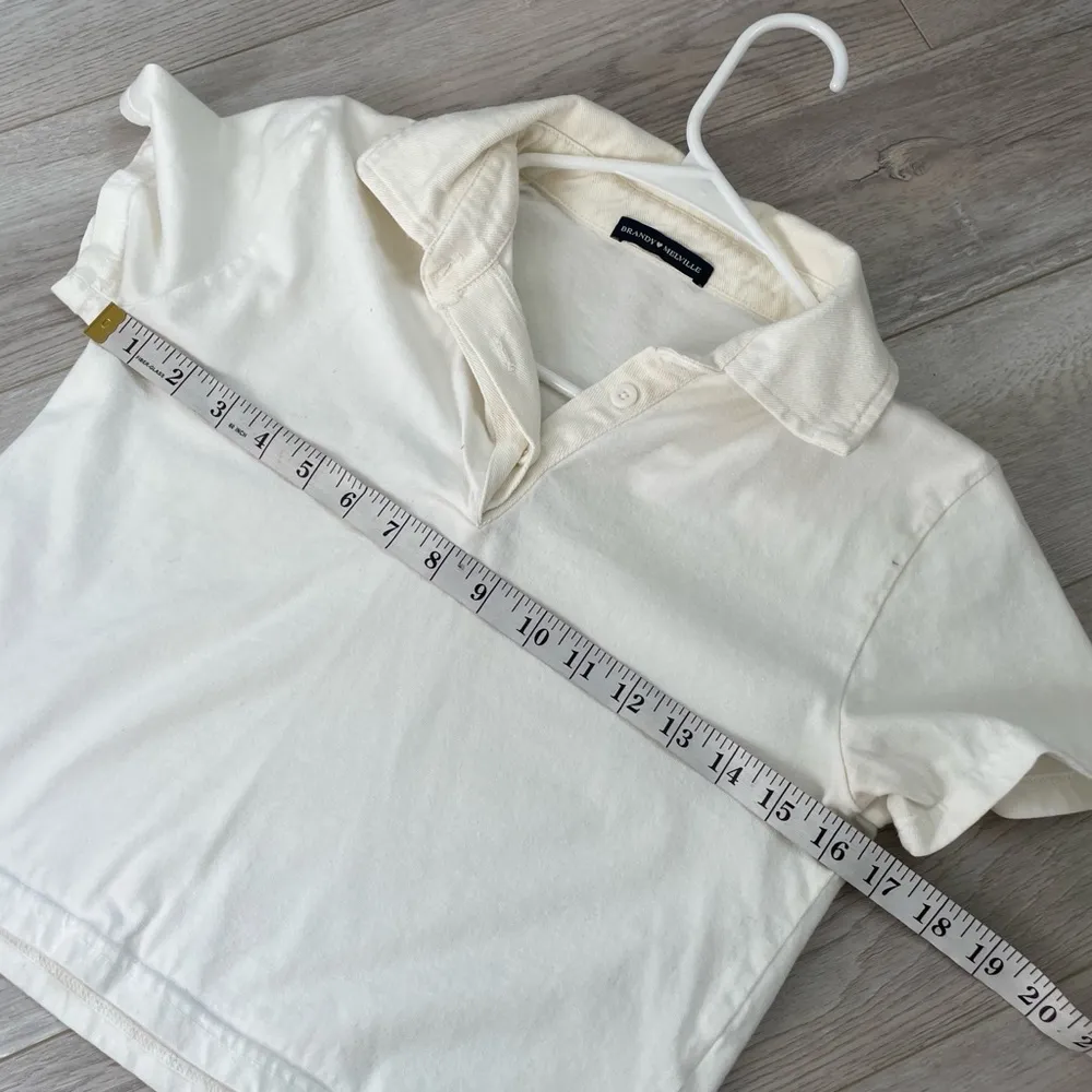 Brandy Melville Polo Shirt Cropped Cream womens (one size) sporty preppy school - Image 2