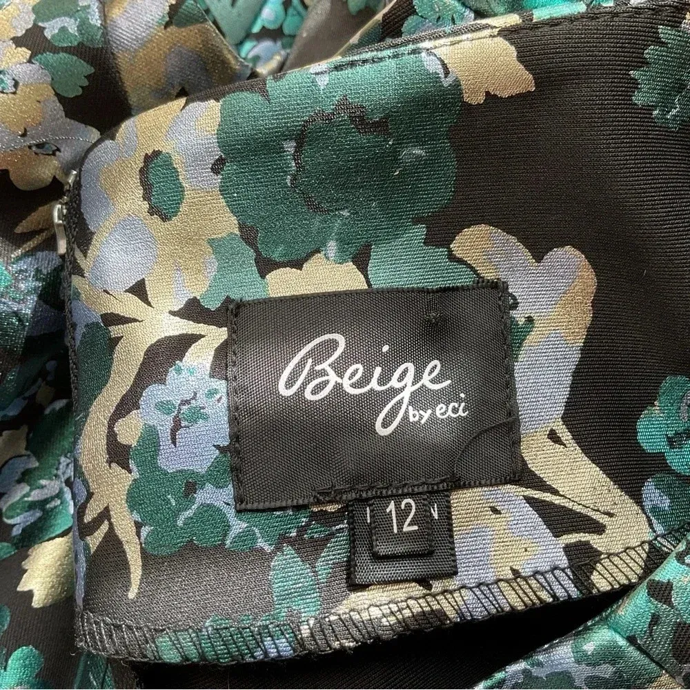 Beige By ECI Floral Metallic Cap Sleeve Dress‎ Size 12 - Image 8