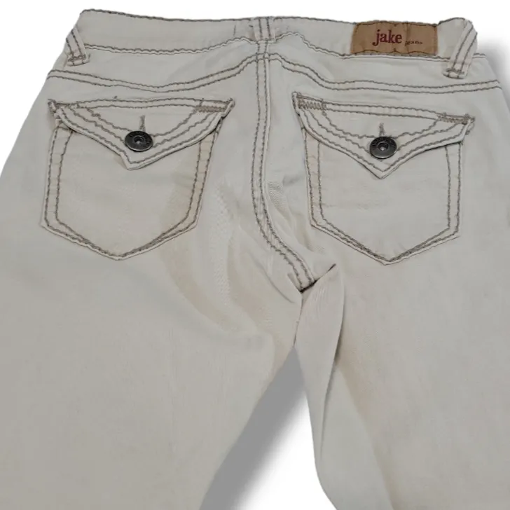 Jake Jeans Size 5 26"x31" Bella Skinny Pant With Heavy Stitch Distressed Stretch  - Image 5