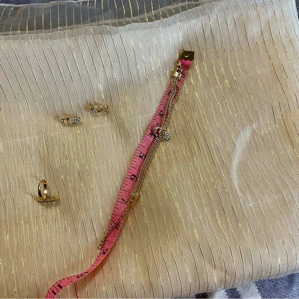 New! 4 Piece Set Earrings Necklace Bracelet Ring Pendant Chains Jewelry Women Gold - Image 4