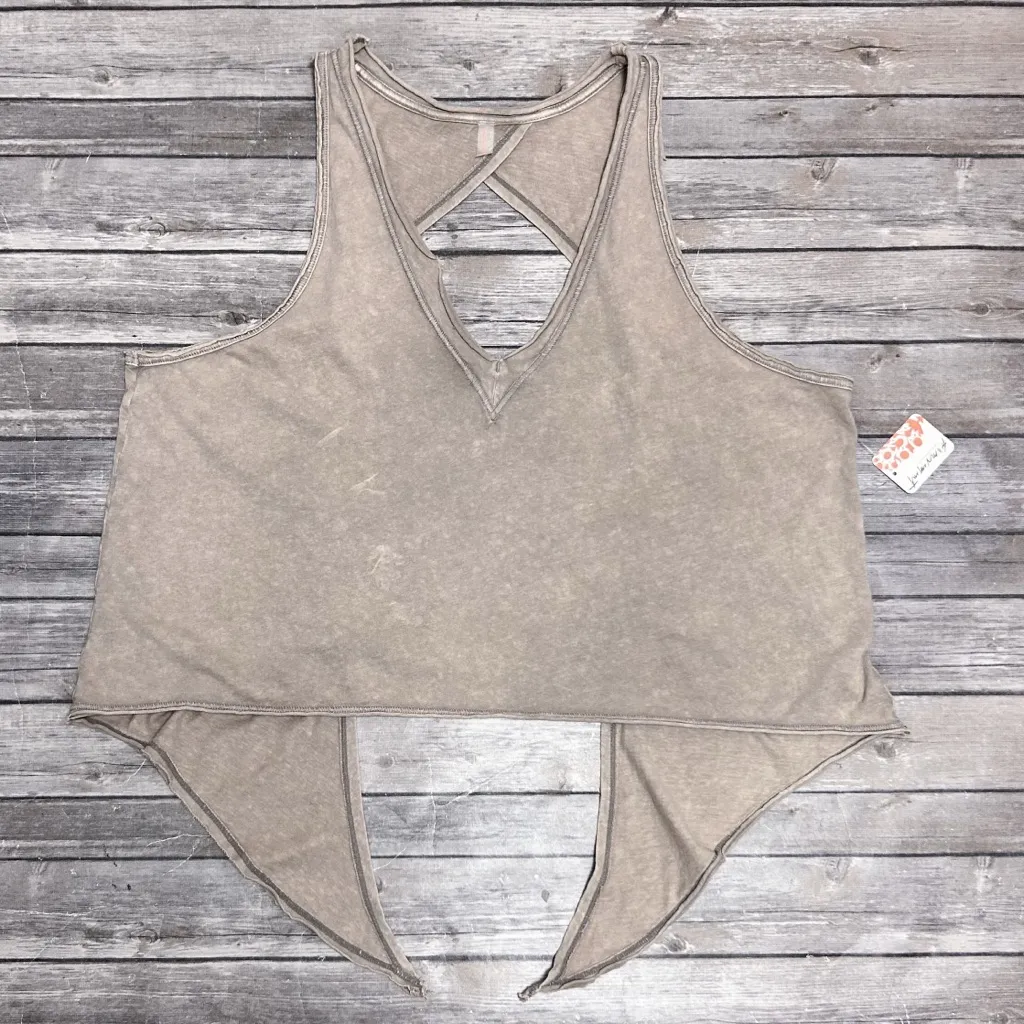 Free People Movement Slate Storm Tan Kickin In V Neck Open Back Tie Tank Large - Image 9
