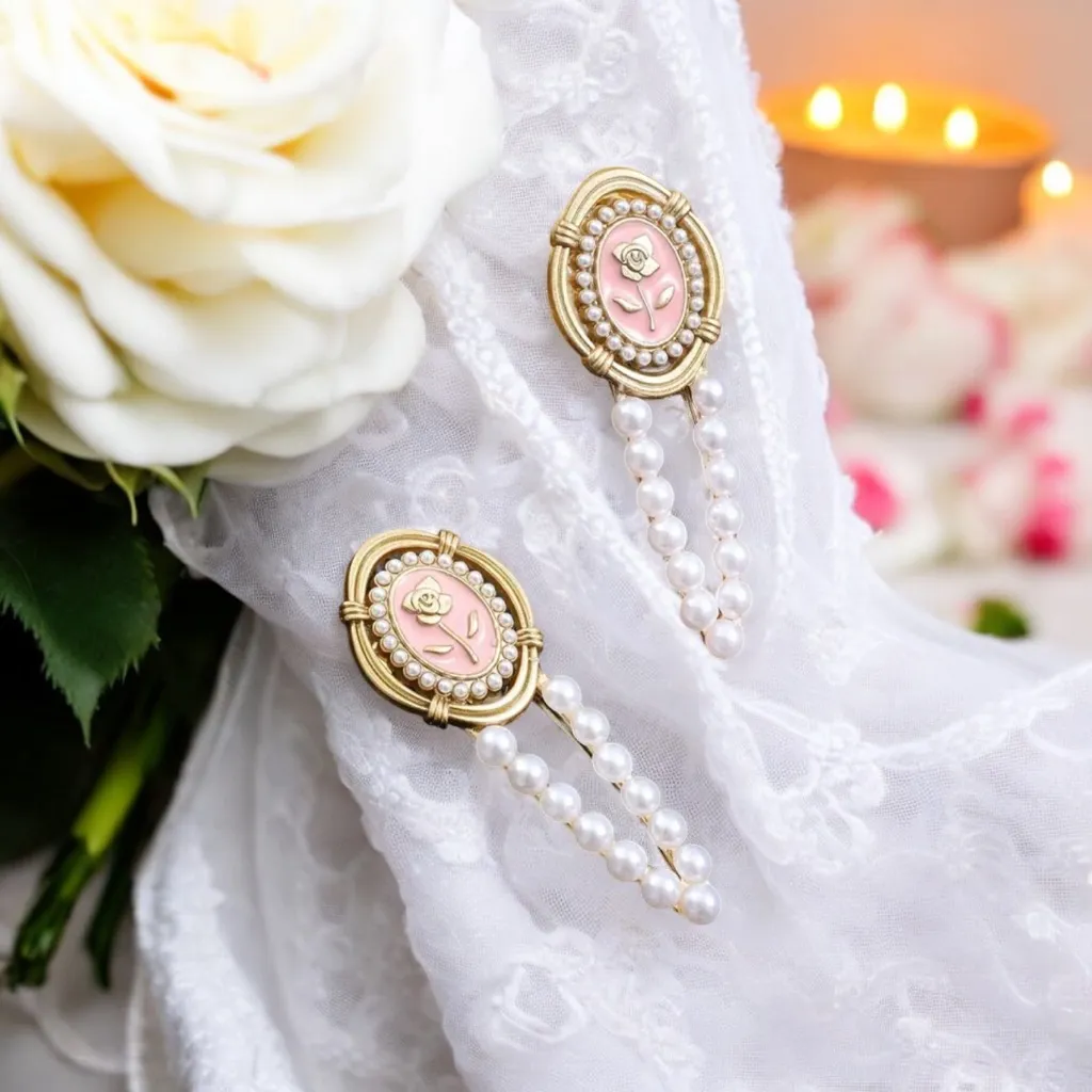 Set Of 2 Personality‎ Unique Duckbill Clips Exquisite Faux Pearl Decor Gold - Image 2