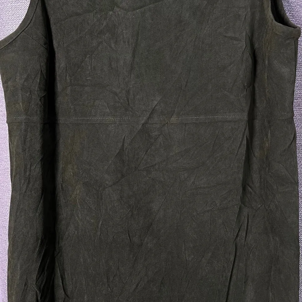 Positive Attitude Shift Maxi Dress Women 10 Green Thick Sueded Fabric Side Slits - Image 5