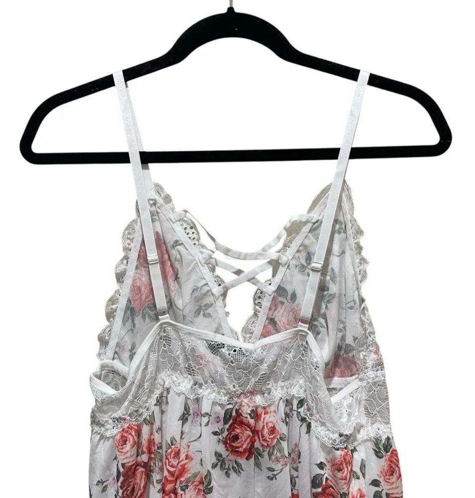 Avidlove Rose Floral Lace Babydoll Chemise Bodysuit Red White Plus Size 14W - Image 4