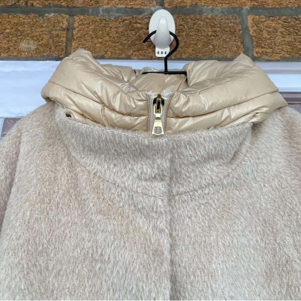 Trina Turk alpaca wool autumn turtleneck coat size 12 in oatmeal - Image 5