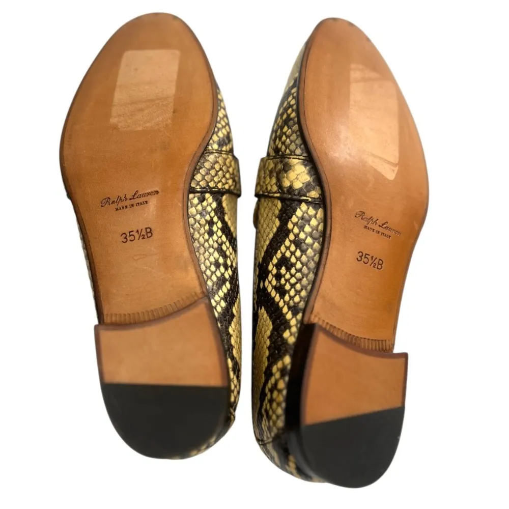 Ralph Lauren Collection Avah Welington Ayers Snakeskin Loafer Sz 35.5 Tan - Image 2